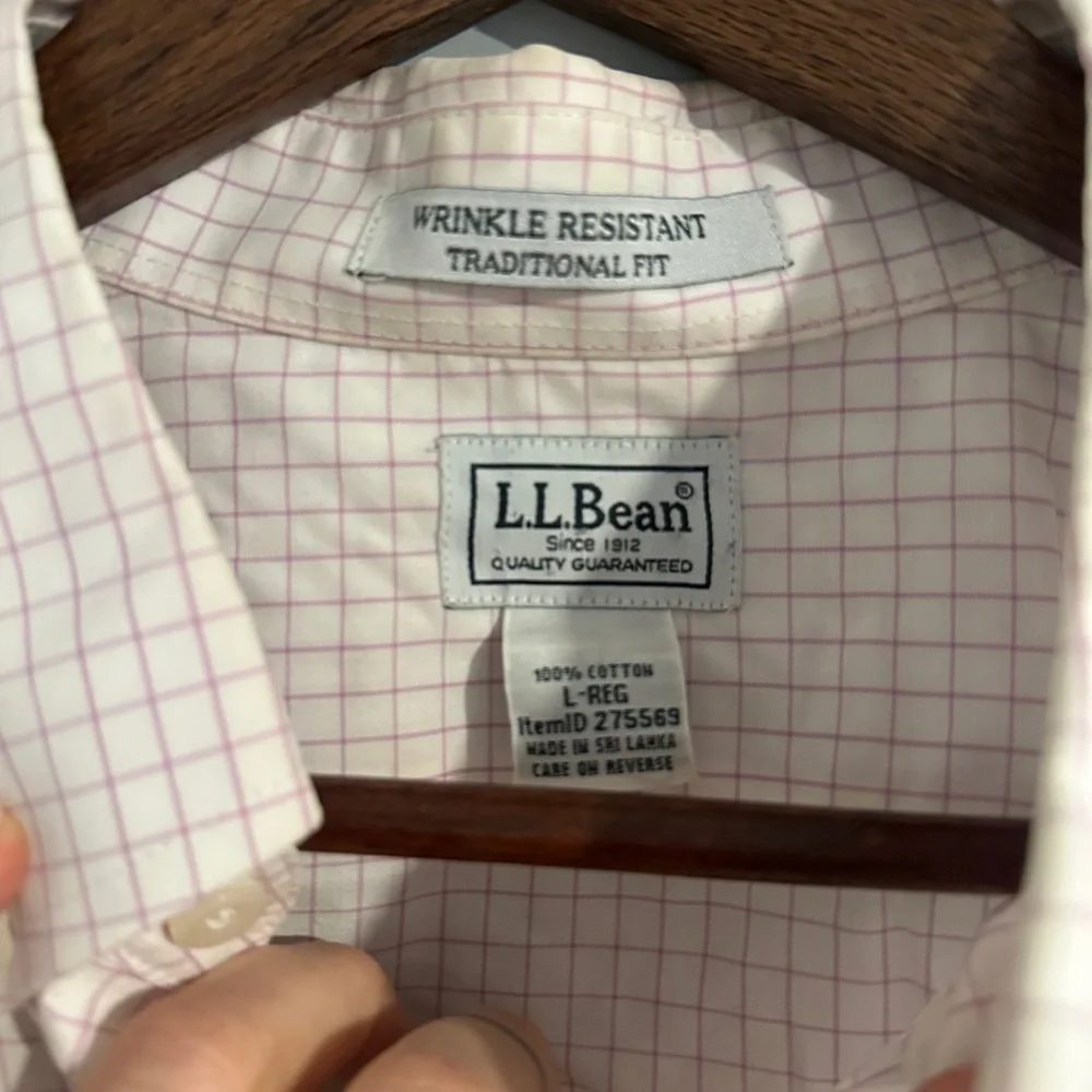 L.L. Bean Men's Light Pink Checkered Shirt